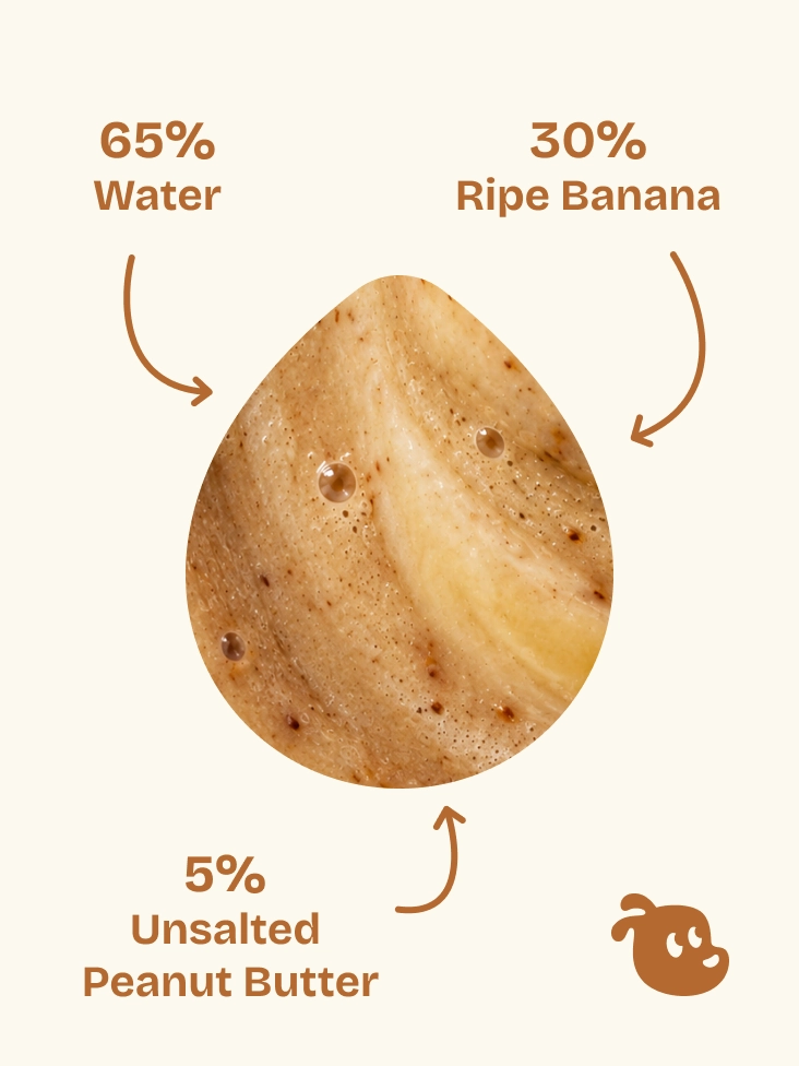 Banana Butter Puddle made with water, ripe banana, and unsalted peanut butter